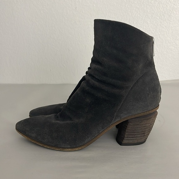 Officine Creative Gray Suede Block Heel Ankle Booties Women's EU 37 US 7 - Picture 3 of 8